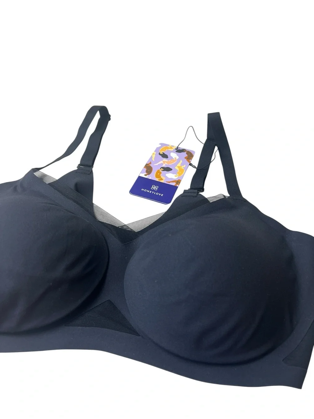 Honey Love NWT XL 38D 38DD E Black Crossover Wireless Bra